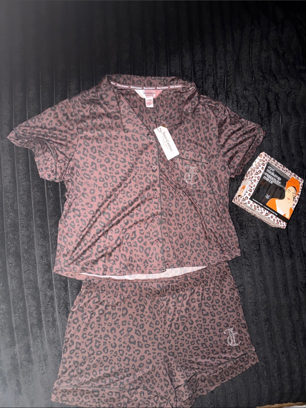 Juicy Couture Cozy Leopard-Print Short PJ Set - Brown